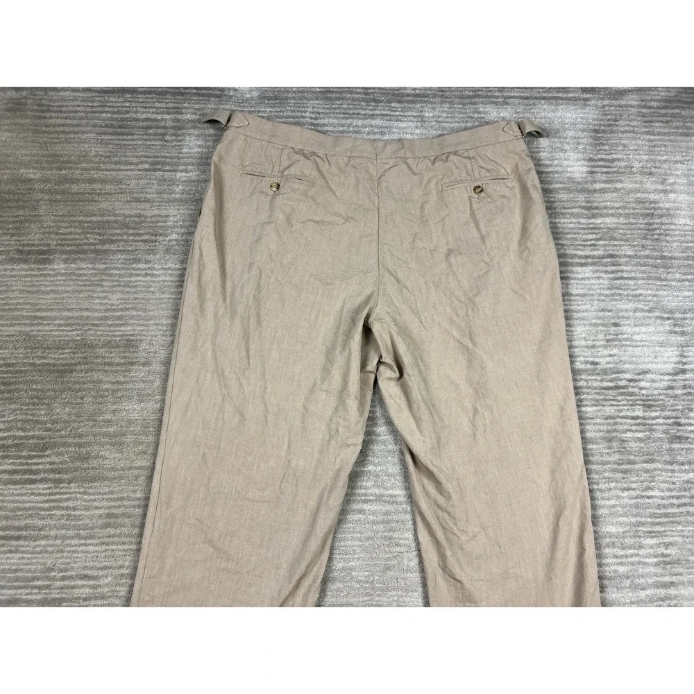 T Harris London Pants‎ Mens 44X32 Brown Straight Leg Chino Pleated Casual